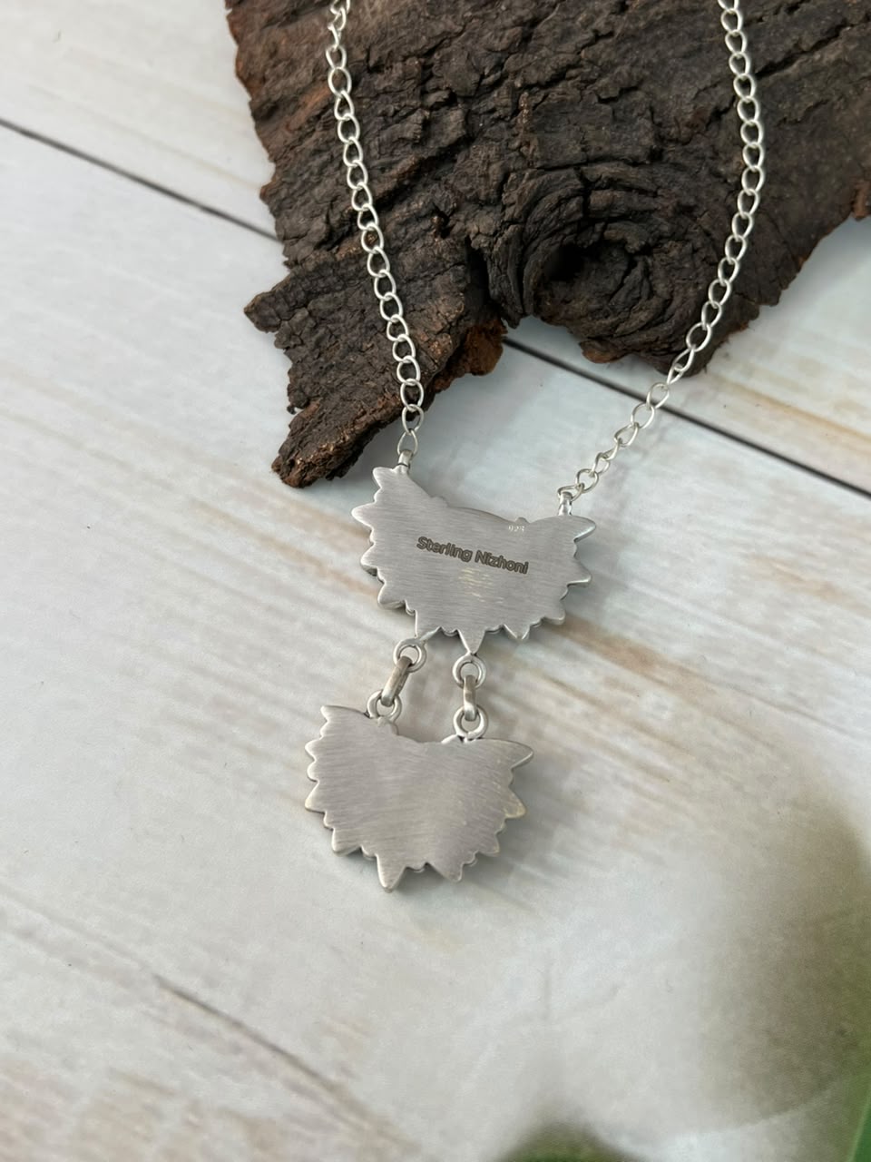 Handmade Sterling Silver Palomino with Kingman Turquoise Necklace Signed Nizhoni