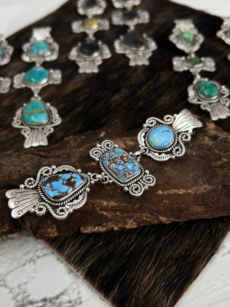 Handmade Sterling Silver Multi Stone Pendant "Signed Nizhoni"