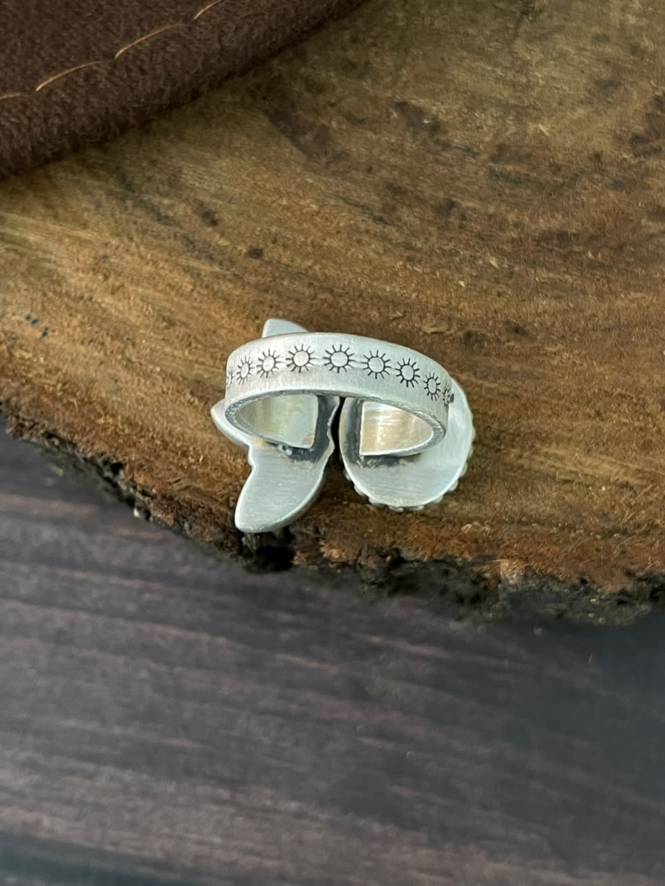 Handmade Sterling Silver Kingman Turquoise Adjustable Ring Signed Nizhoni