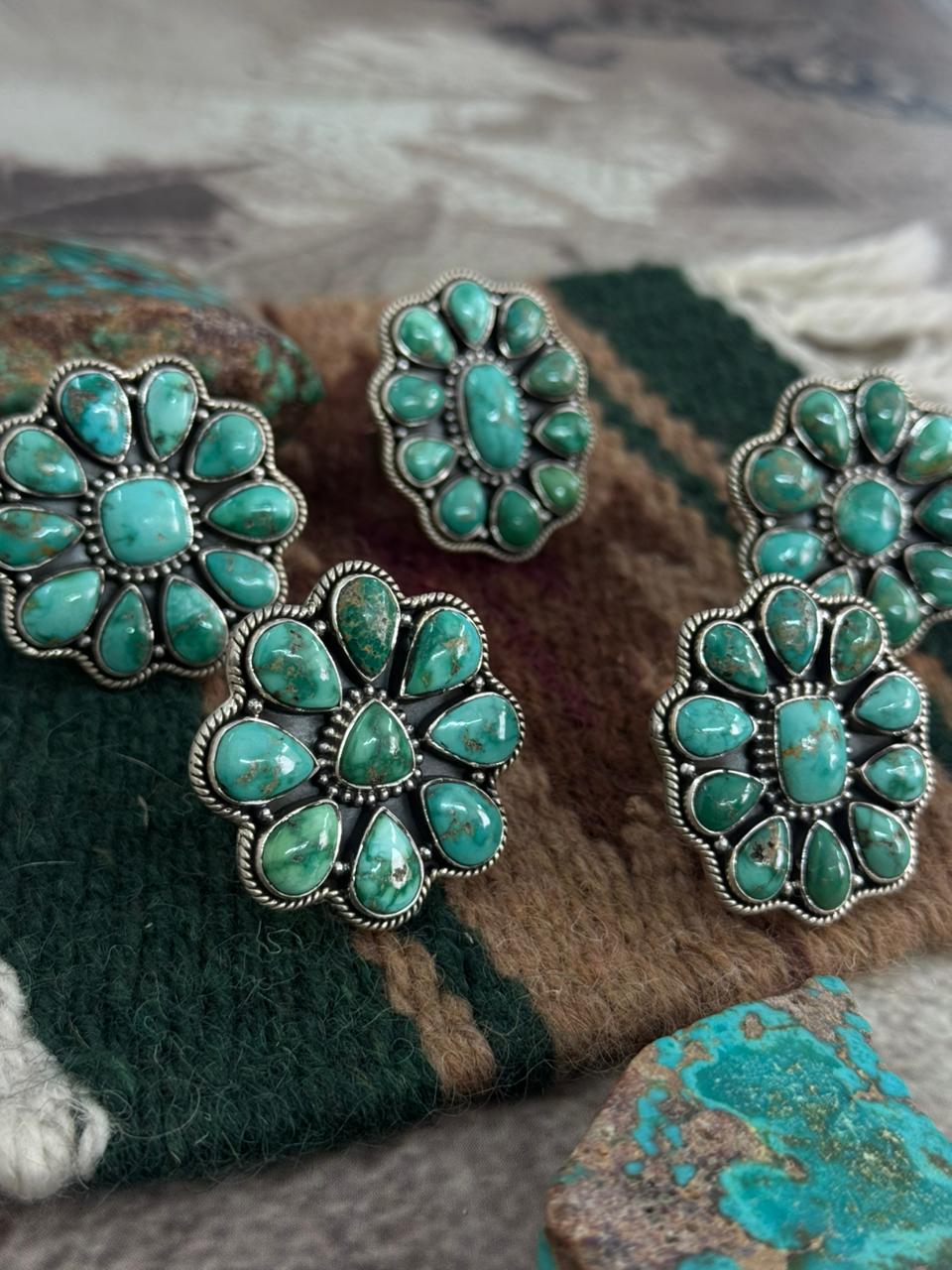 Handmade Sterling Silver Emerald Valley Adjustable Ring "Singed Nizhoni"