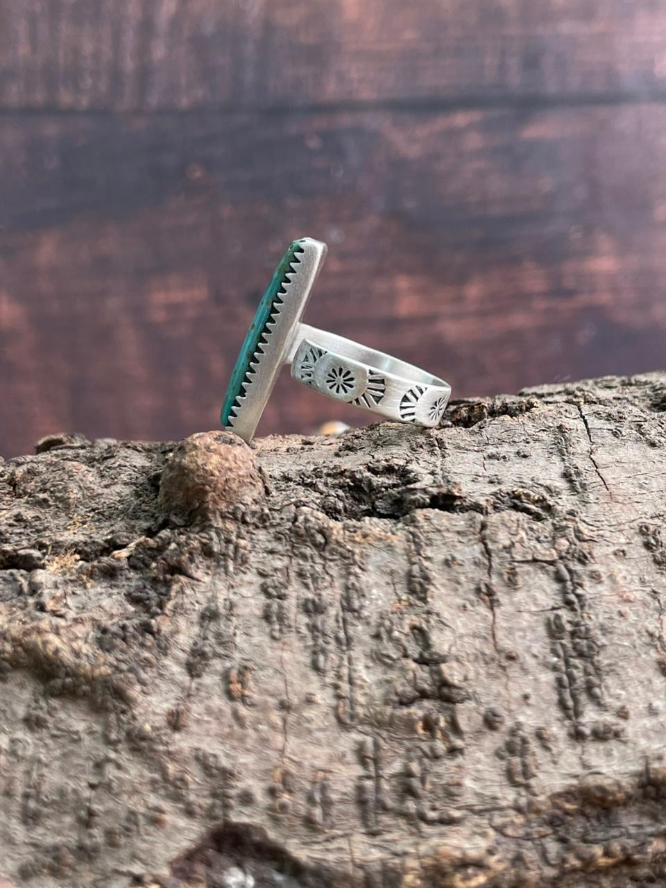 Handmade Sterling Silver Kingman Turquoise Adjustable Ring "Signed Nizhoni"
