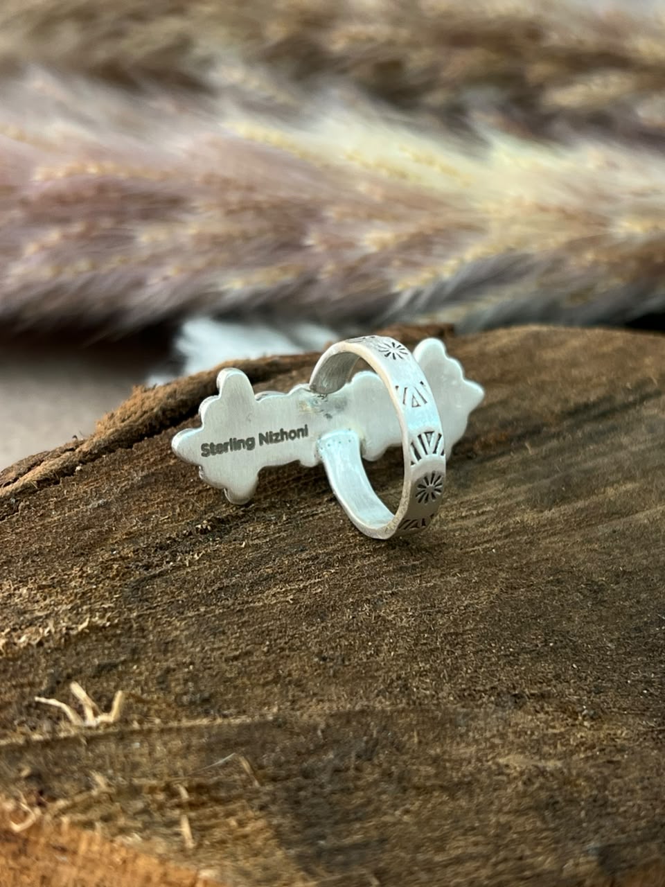 Handmade Sterling Silver Kingman Turquoise Adjustable Ring Signed Nizhoni