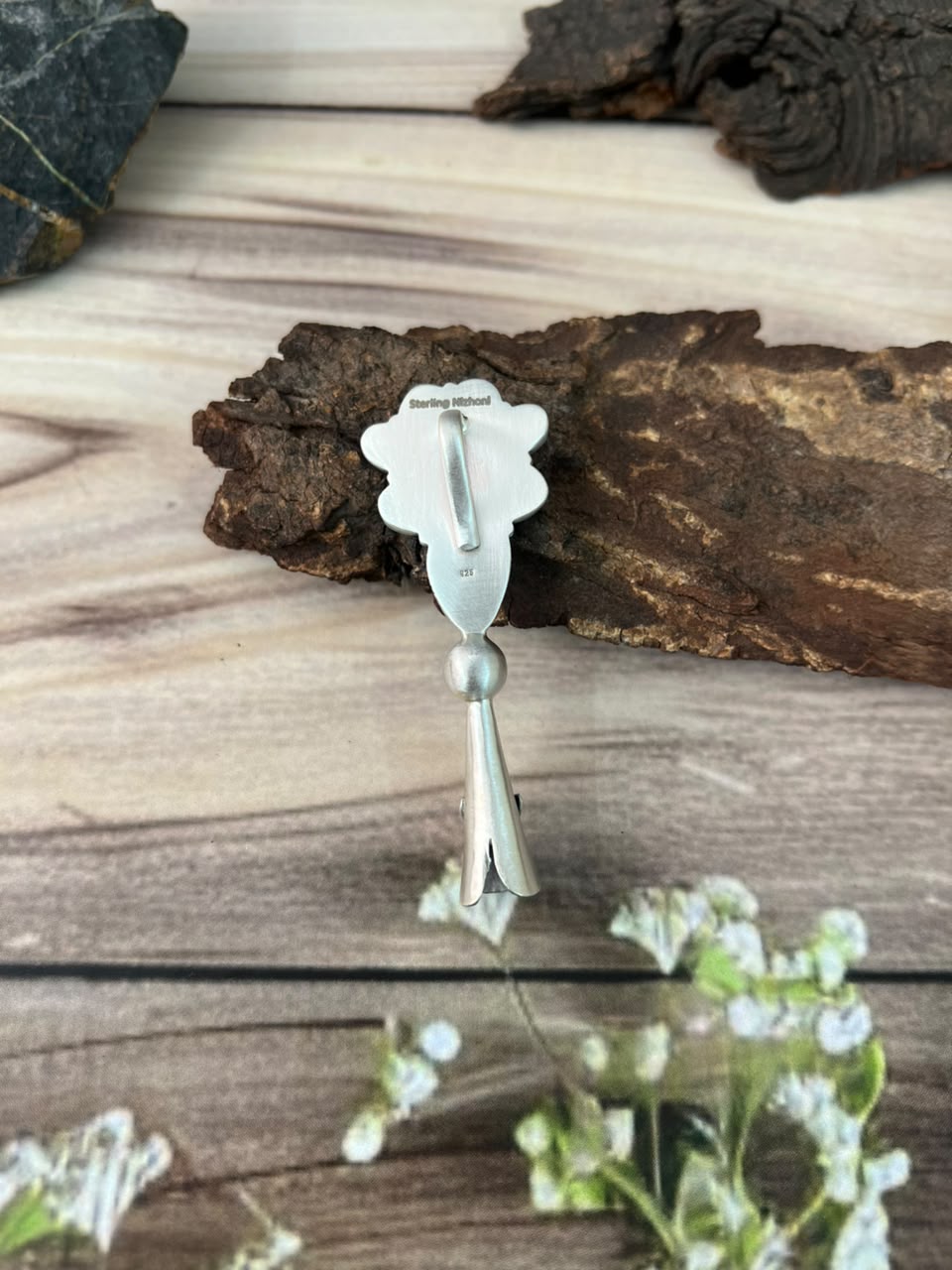 Handmade Sterling Silver Sierra Bella Turquoise Squash Blossom Pendant Signed Nizhoni (7)