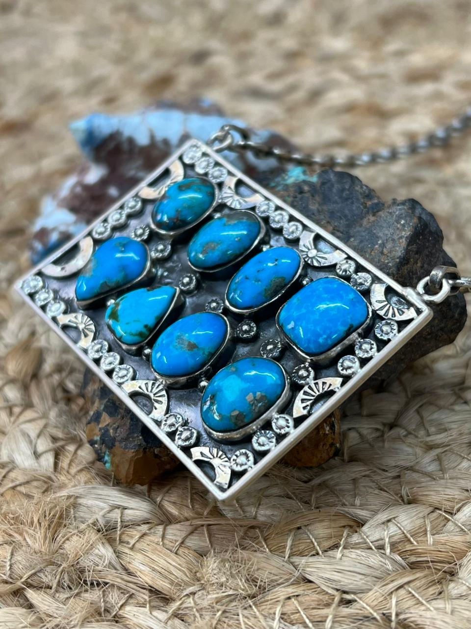 Handmade Sterling Silver Arizona Blue Turquoise Necklace "Signed Nizhoni"