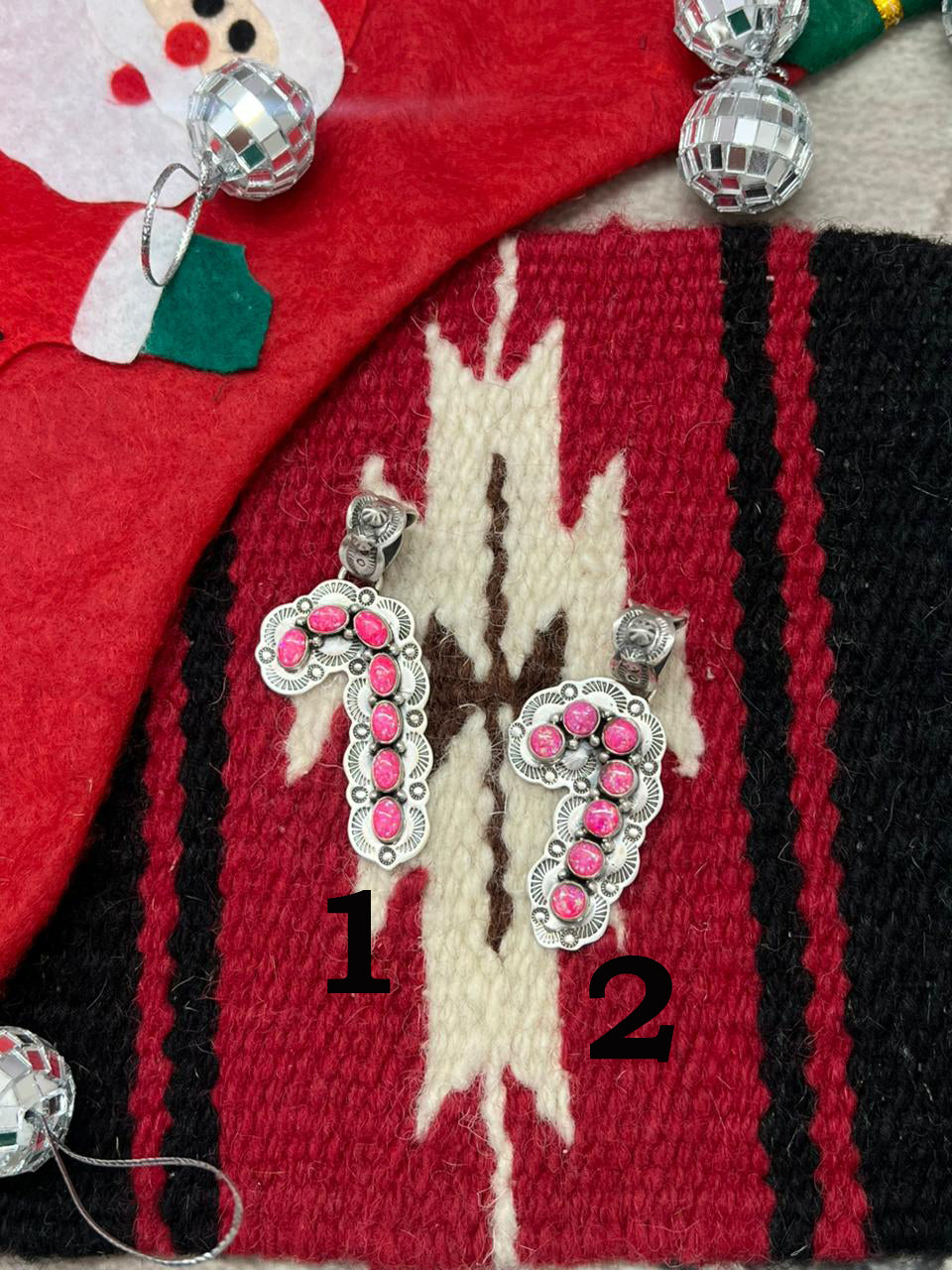 "Christmas Collection" Handmade Sterling Silver Hot Pink Pendant "Signed Nizhoni"