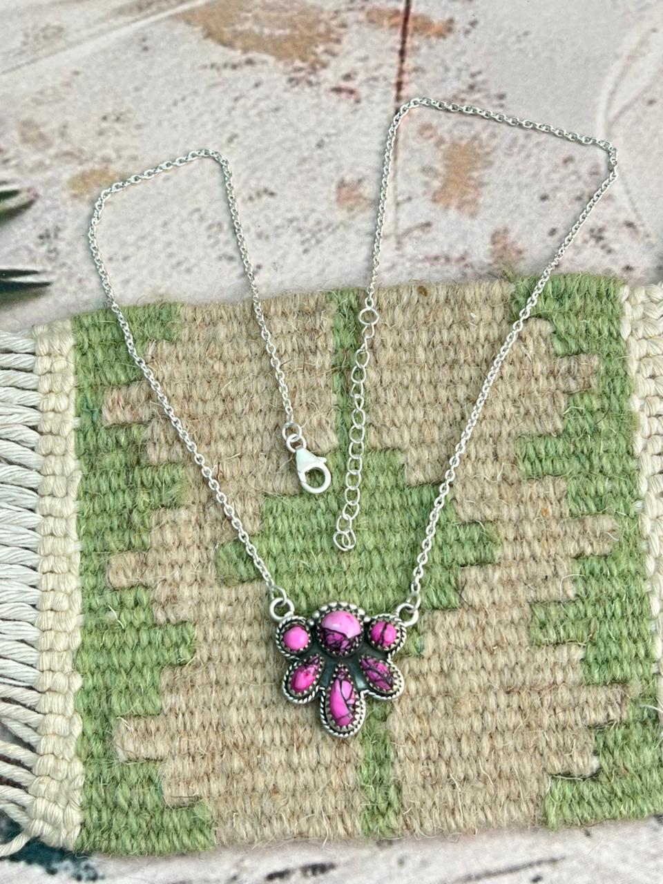 Handmade Sterling Silver Cherry Blossom Necklace "Signed Nizhoni"