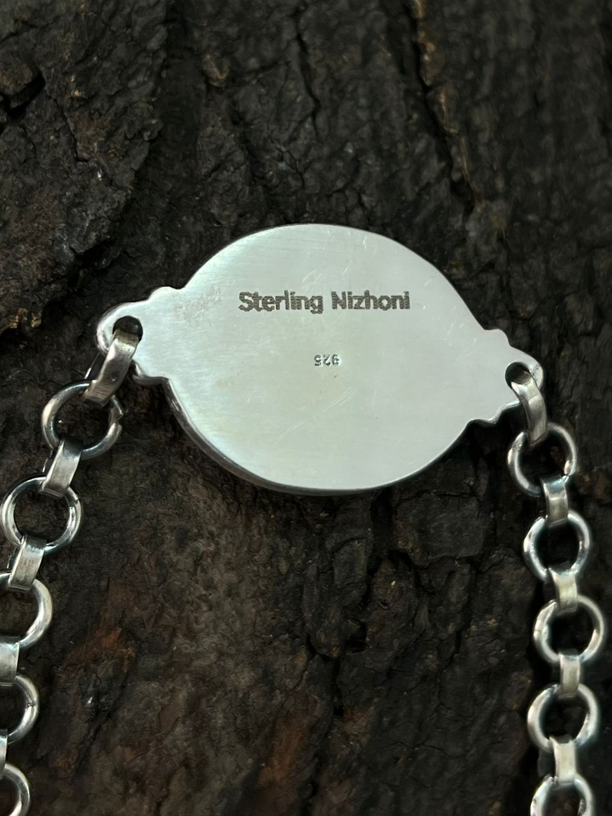 Handmade Sterling Silver Number 8 Turquoise Chain Bracelet "Signed Nizhoni"