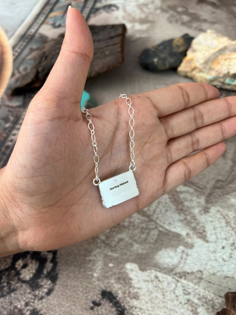 Handmade Sterling Silver Cotton Candy Necklace Signed Nizhoni