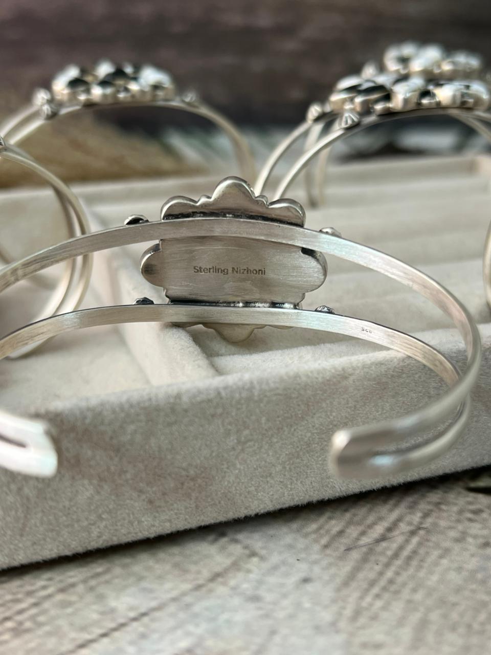 Handmade Sterling Silver White Buffalo Bracelet "Signed Nizhoni"