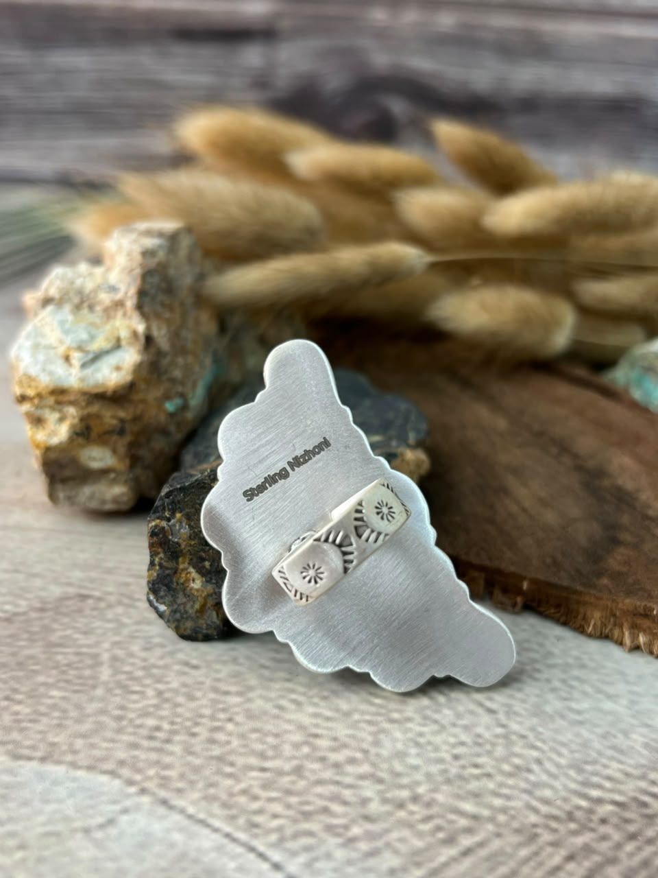 Handmade Sterling Silver Cripple Creek with Palomino Turquoise Adjustable Ring Signed Nizhoni (9)