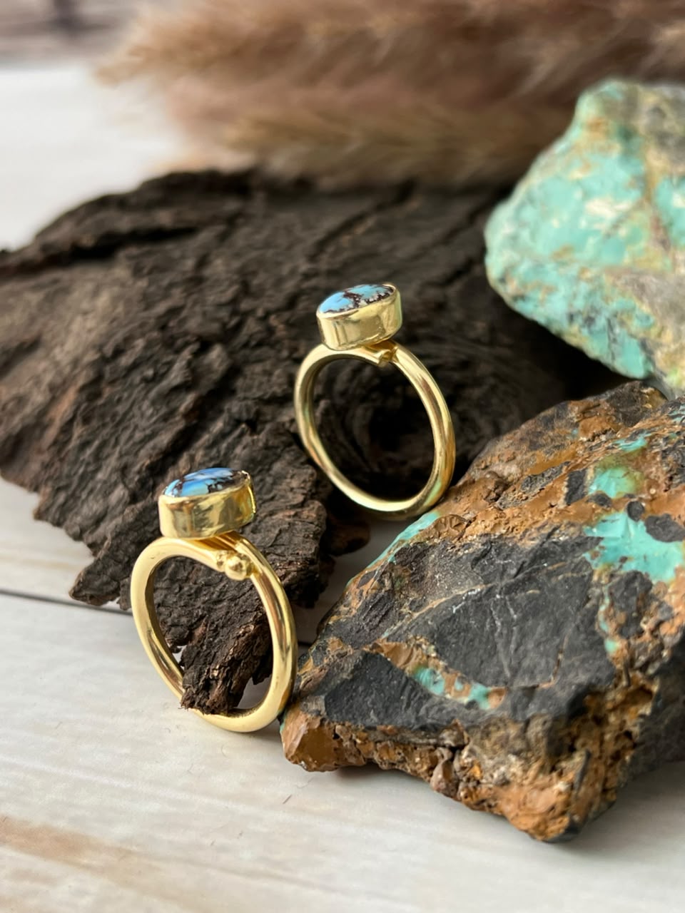 “The Golden Collection” Handmade Golden Hills Turquoise Adjustable Ring
