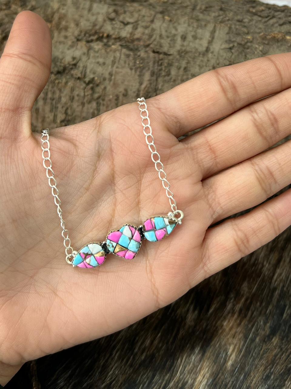 Handmade Sterling Silver Cotton Candy Necklace "Signed Nizhoni"