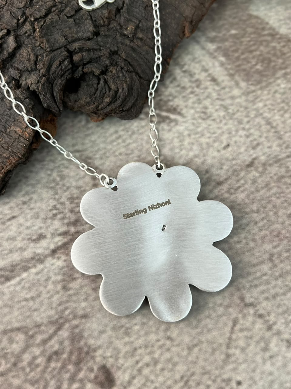 Handmade Sterling Silver Cotton Candy Necklace Signed Nizhoni