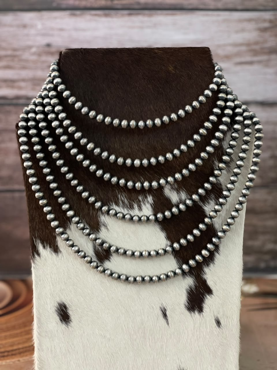 Handmade Nizhoni Silver Over Brass Plated 8MM Beaded Necklace (5)