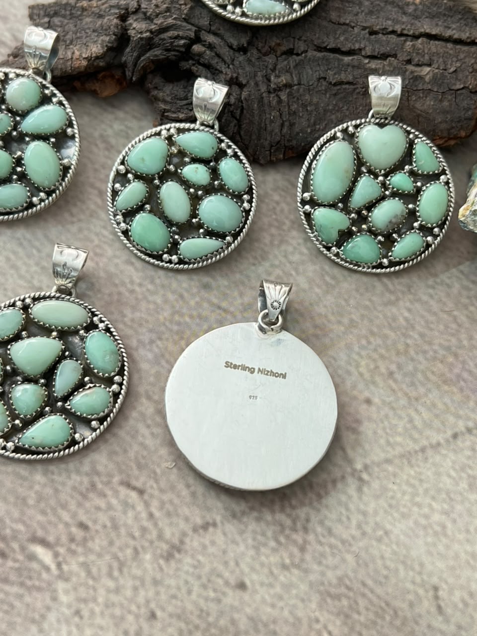 Handmade Sterling Silver Paloma Turquoise Pendant Signed Nizhoni
