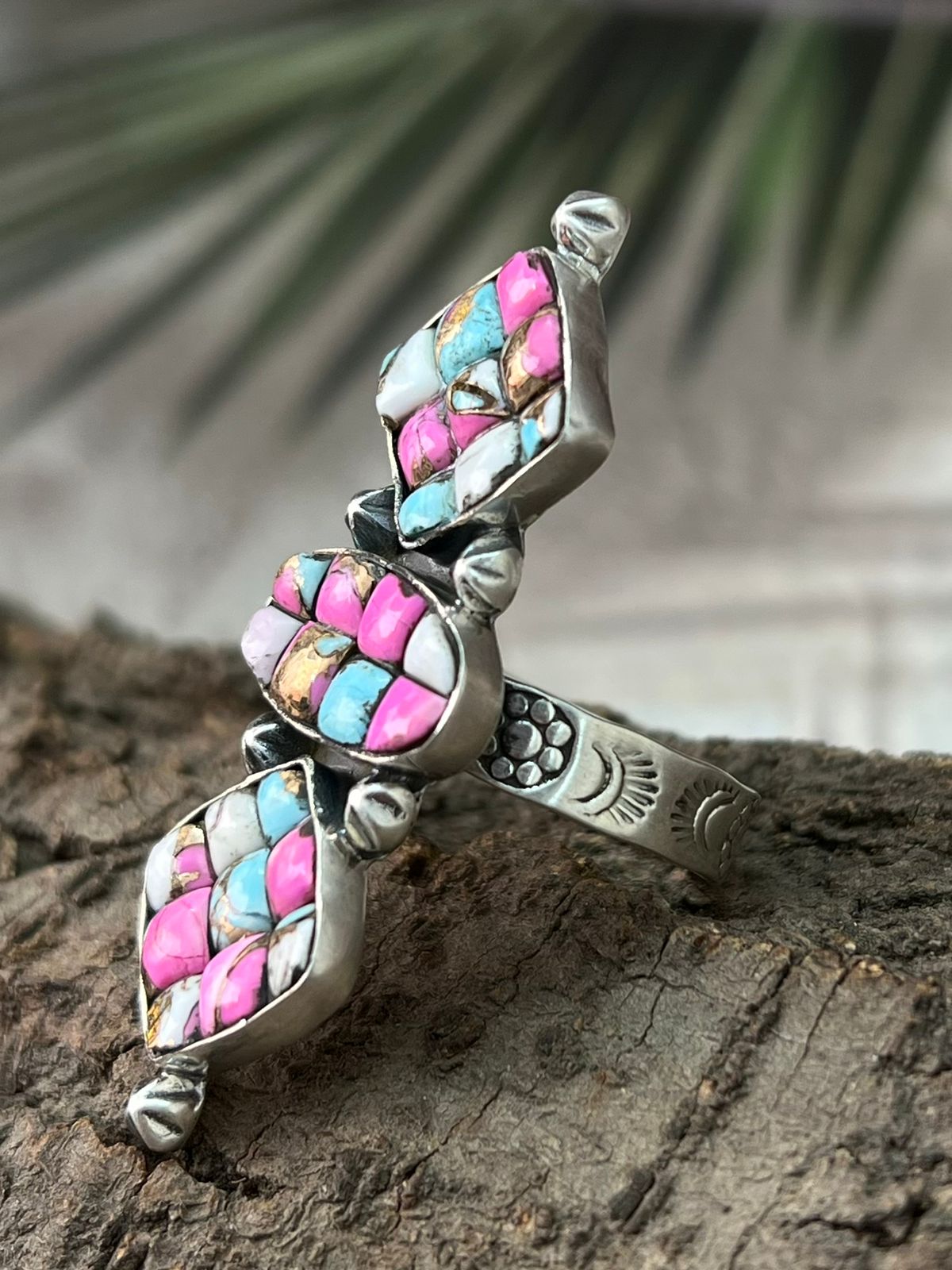 Handmade Sterling Silver Cotton Candy Adjustable Ring "Signed Nizhoni"