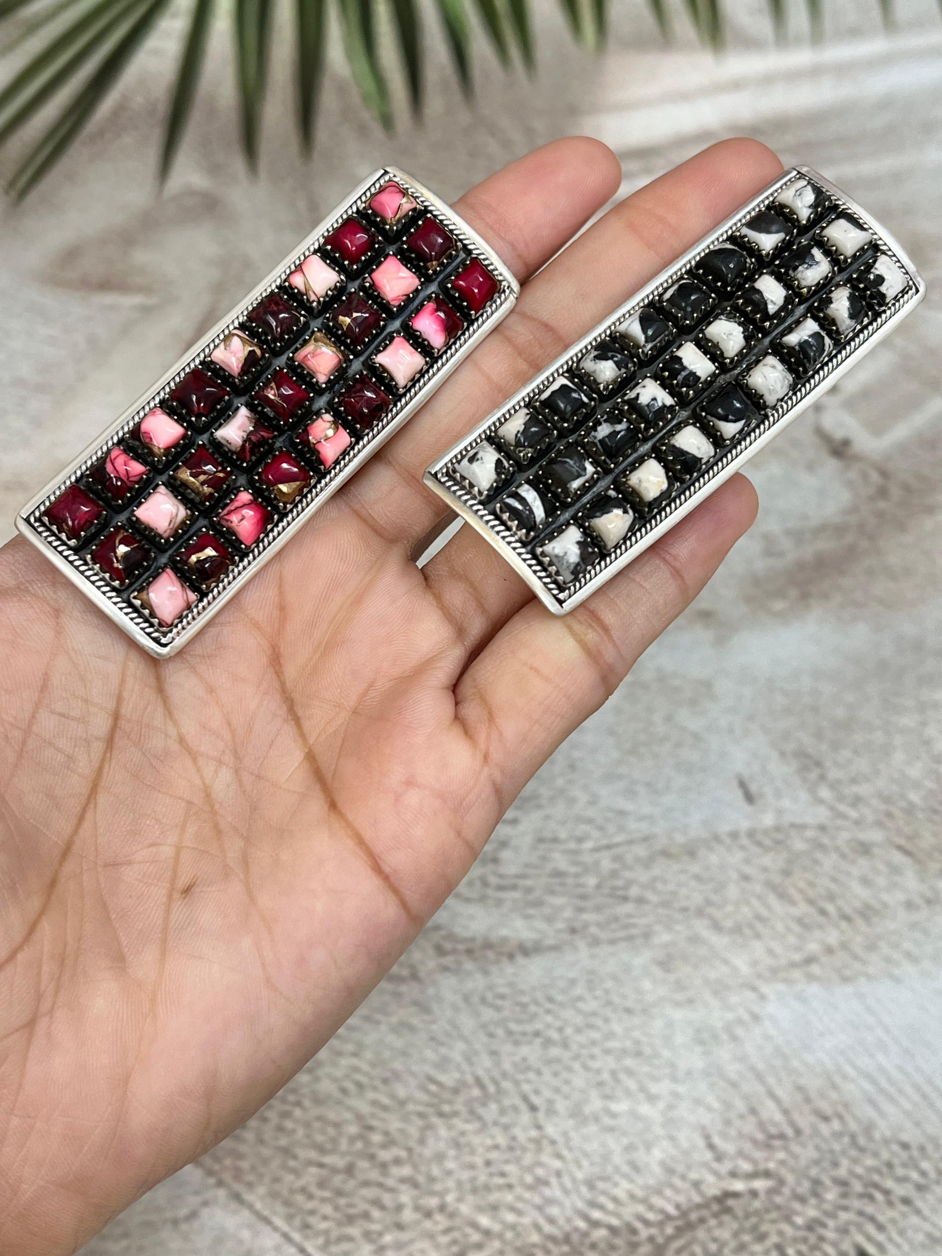 Handmade Sterling Silver Multi Stones Adjustable Ring, Signed Nizhoni (1)