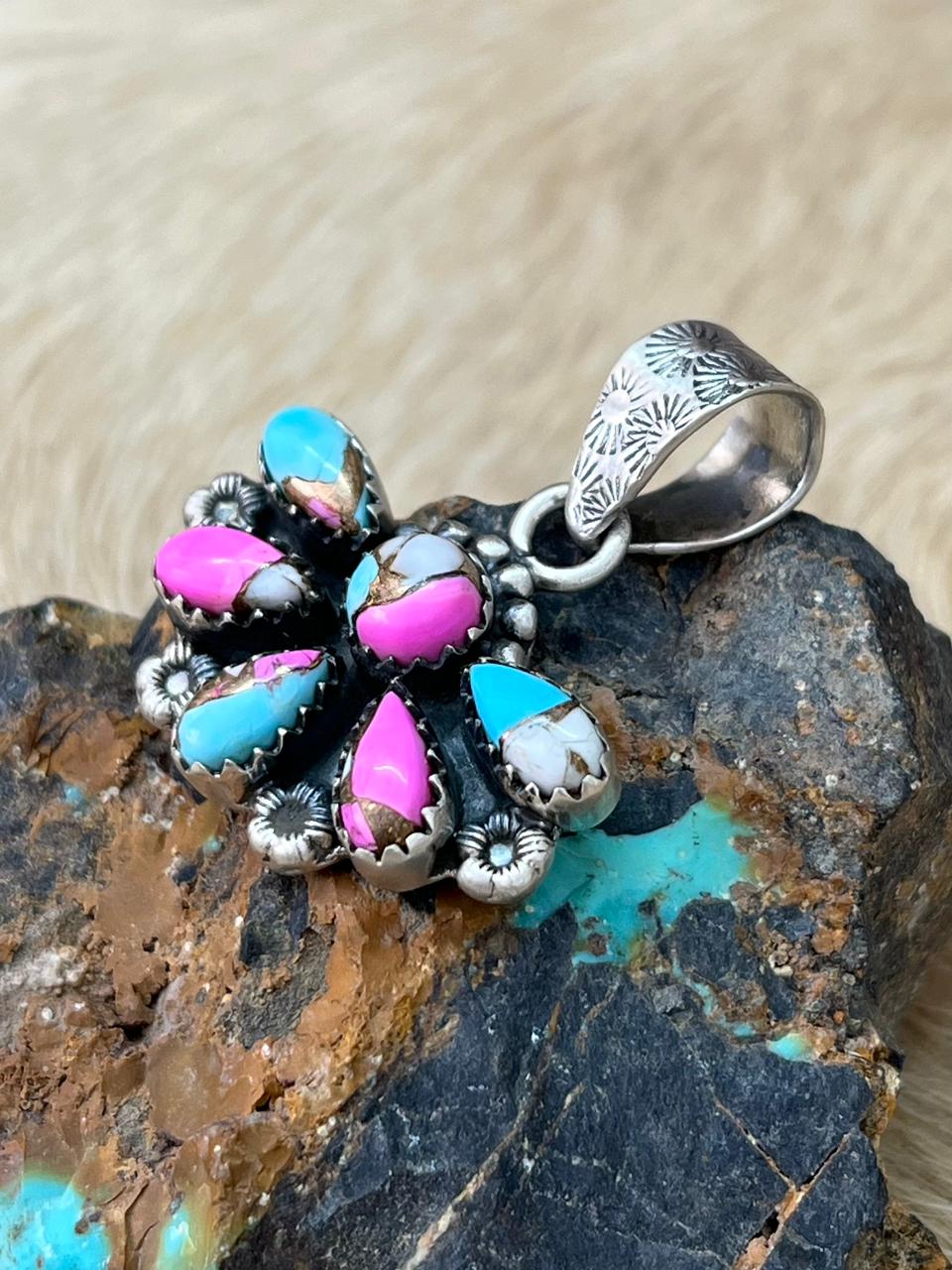 Handmade Sterling Silver Cotton Candy Pendant "Signed Nizhoni"