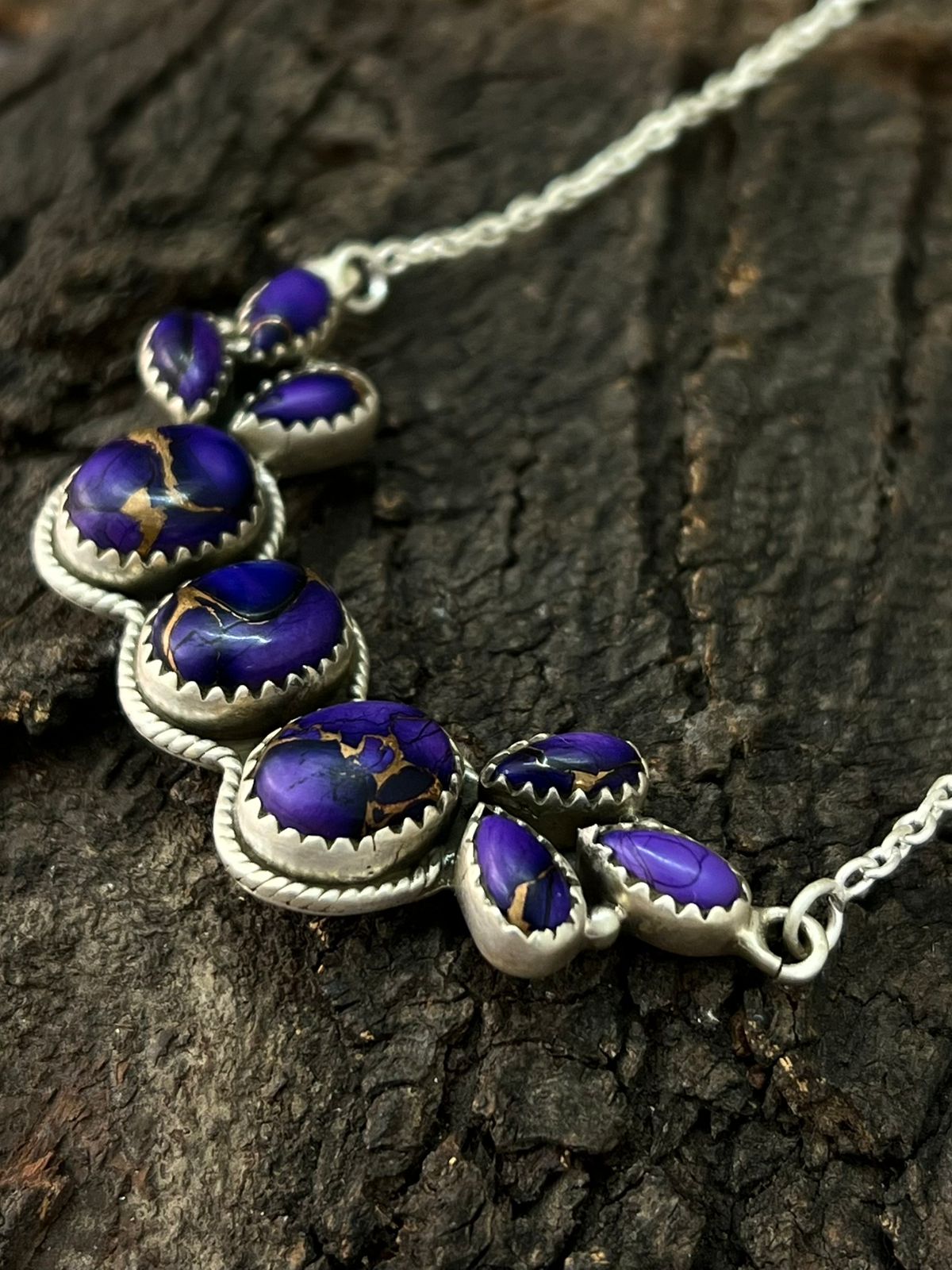 Handmade Sterling Silver Grape Dahlia Necklace "Signed Nizhoni"