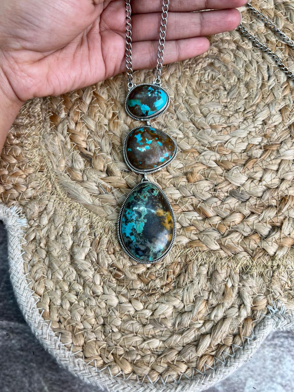 Handmade Sterling Silver Royston Turquoise Necklace "Signed Nizhoni"