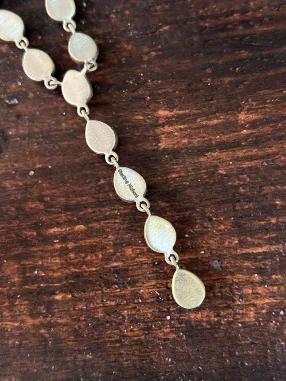 Handmade Sterling Silver White Buffalo 'Y Shaped' Necklace Signed Nizhoni