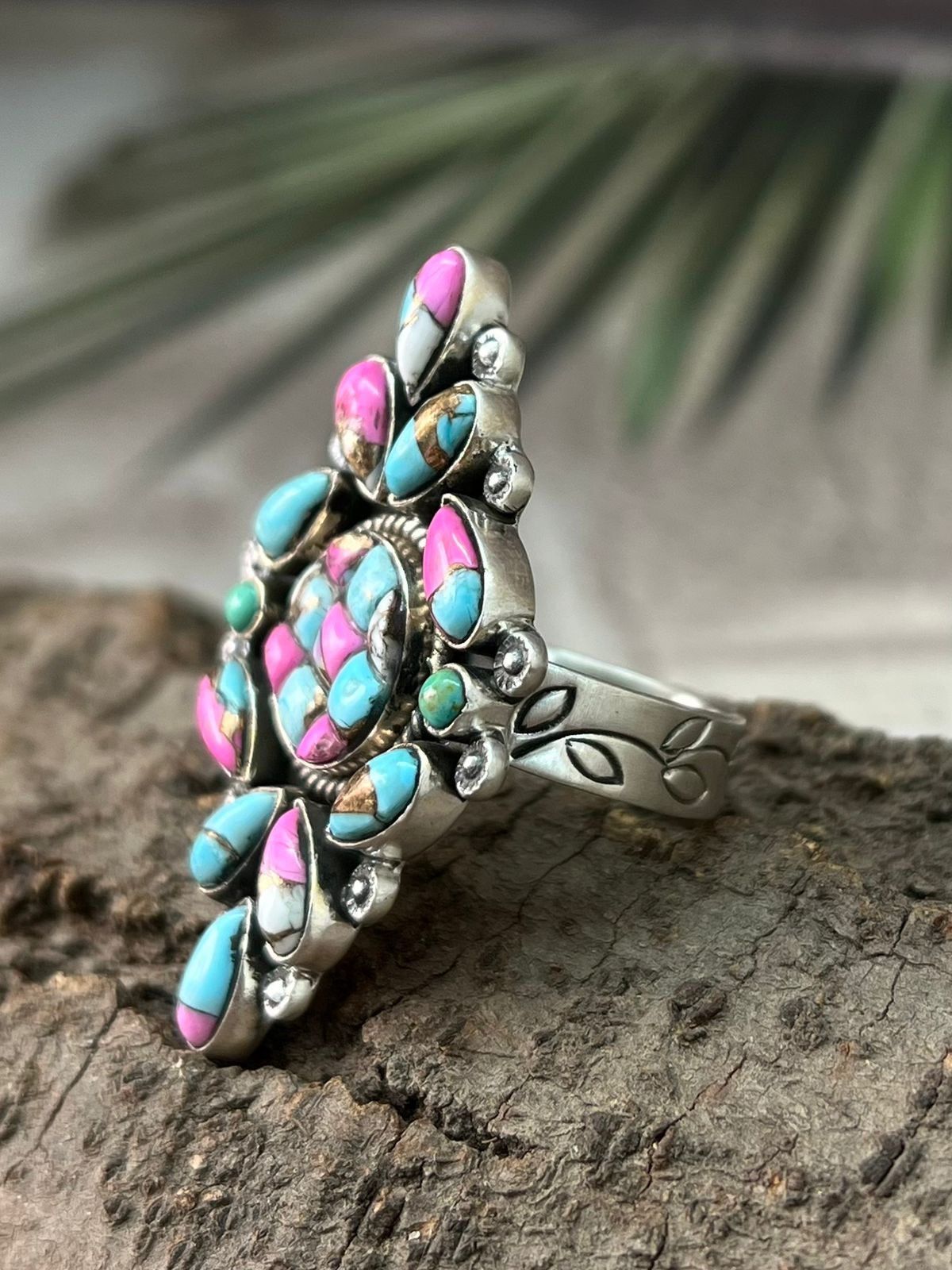 Handmade Sterling Silver Cotton Candy Adjustable Ring "Signed Nizhoni"