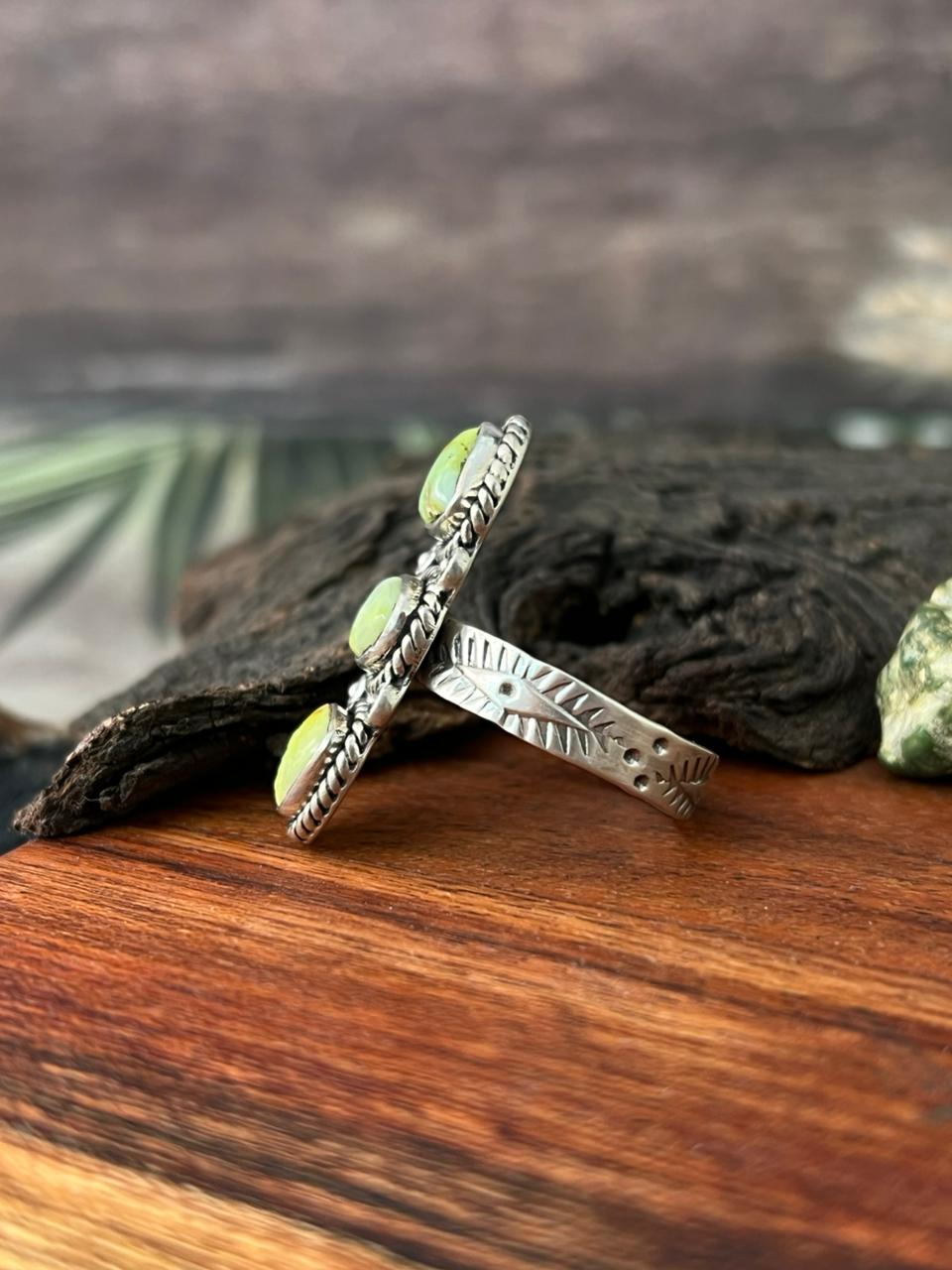 Handmade Sterling Silver Palomino Turquoise Adjustable Ring "Signed Nizhoni"