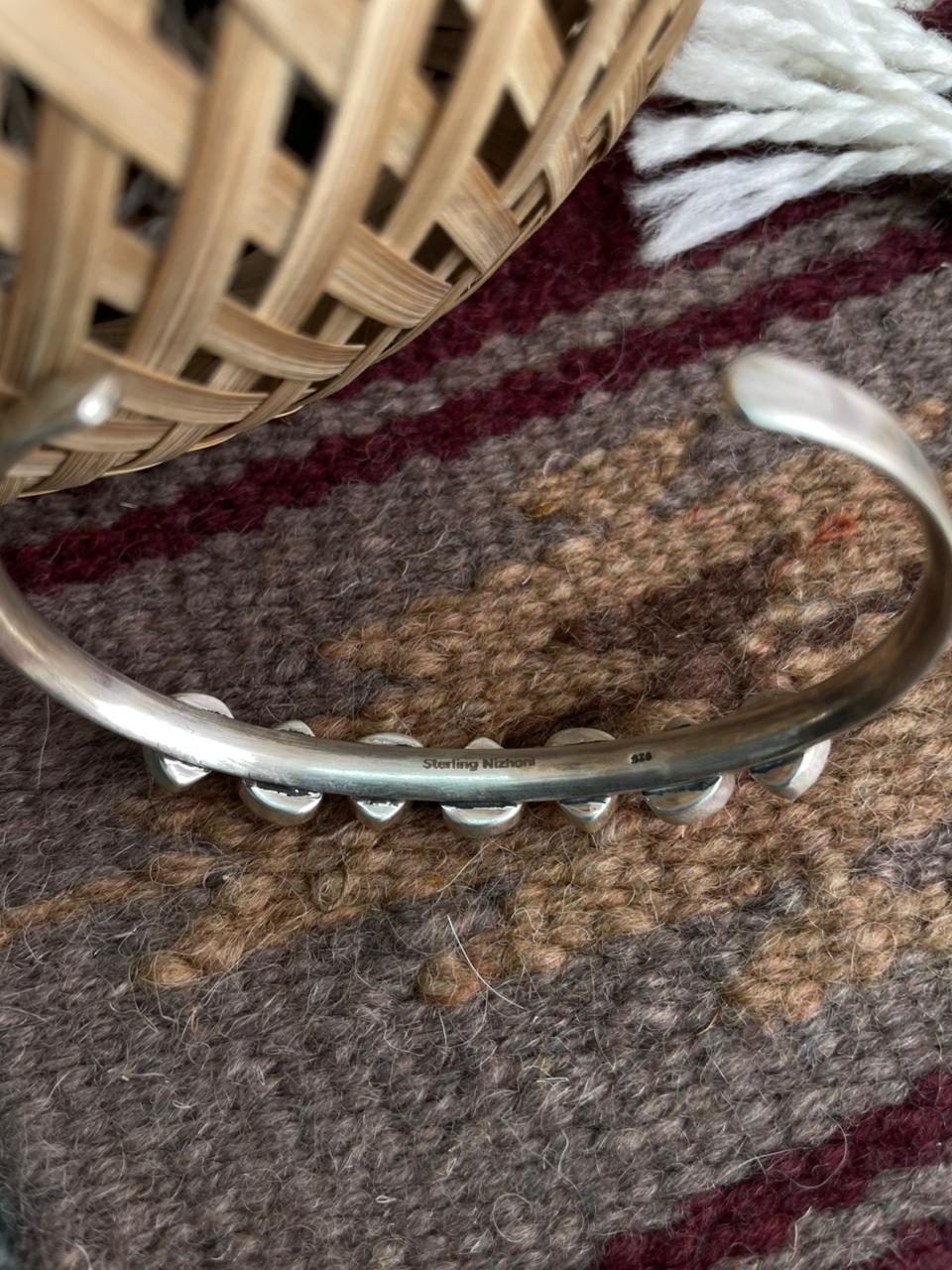 Handmade Sterling Silver Hot Pink Cuff Bracelet "Signed Nizhoni"