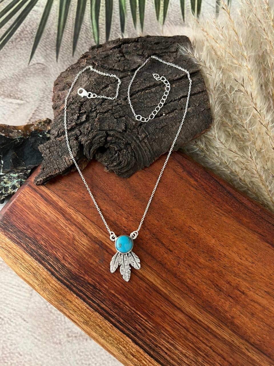 Handmade Sterling Silver Kingman Turquoise Necklace "Signed Nizhoni"