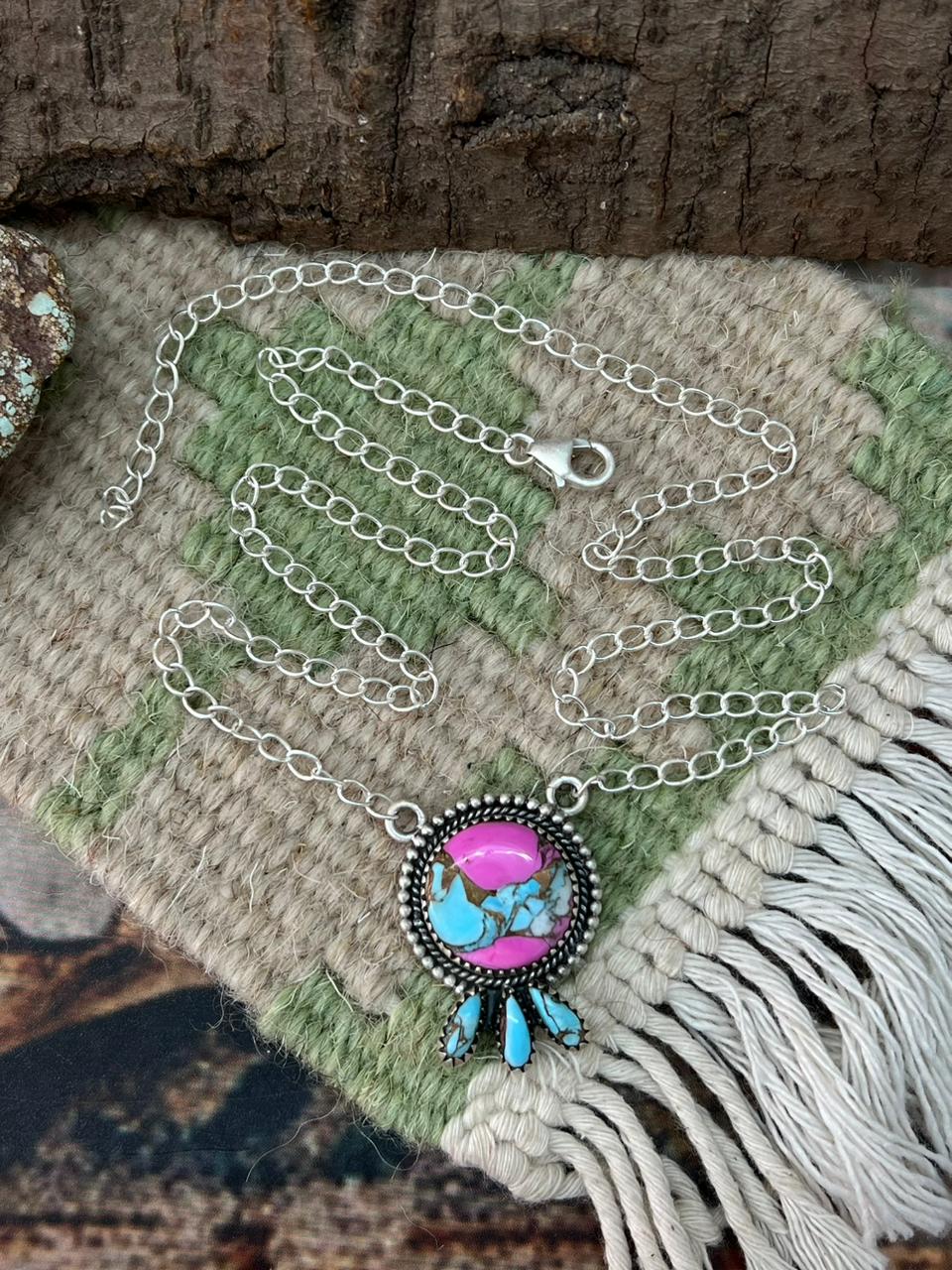 Handmade Sterling Silver Cotton Candy Necklace "Signed Nizhoni"