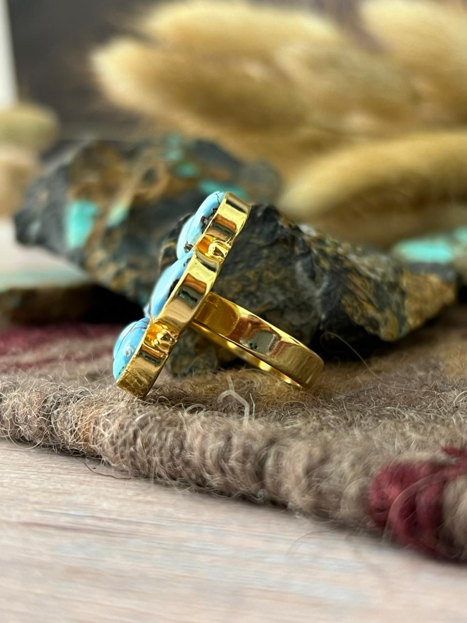 “The Golden Collection” Natural Golden Hills Turquoise Adjustable Ring