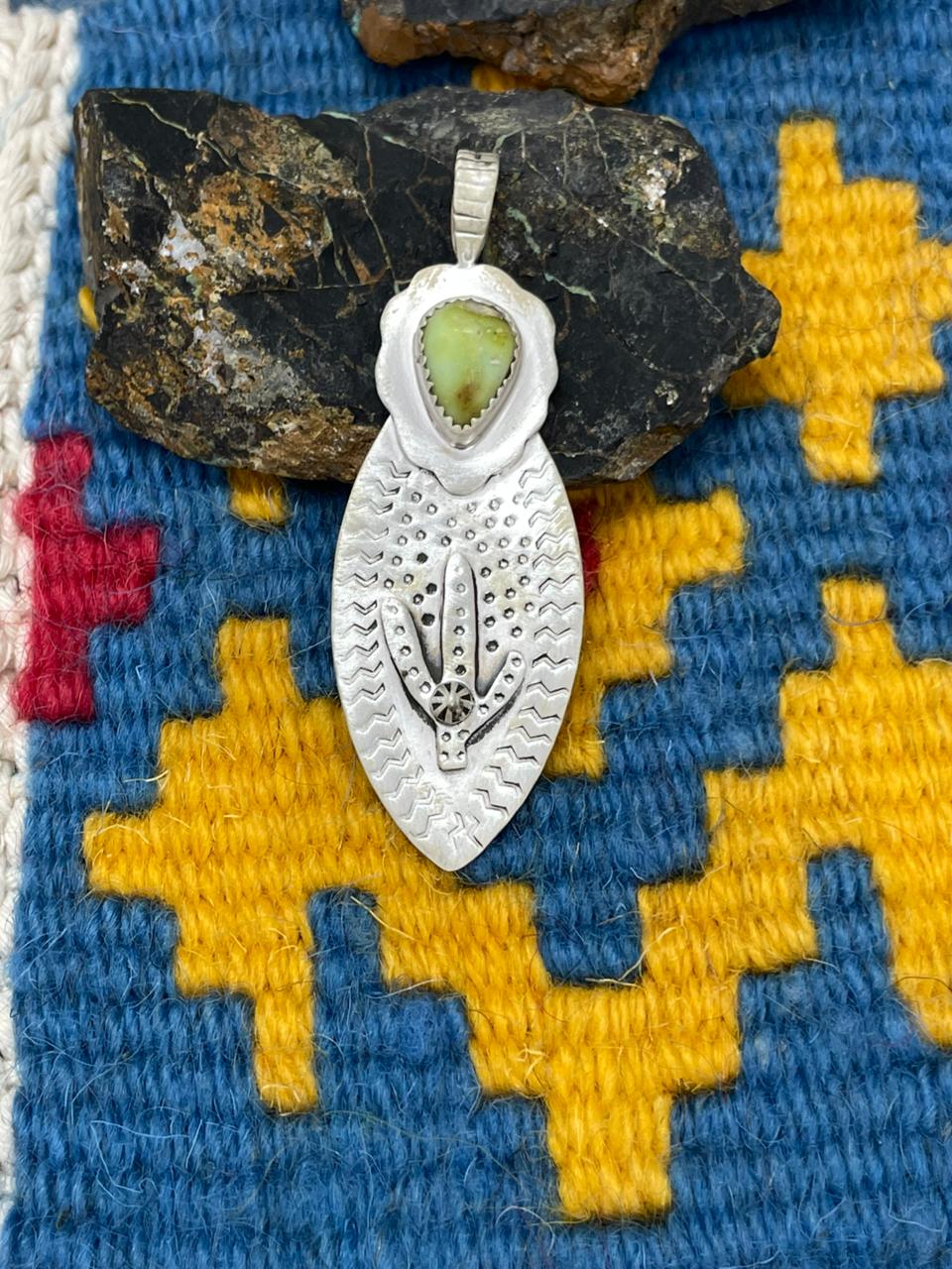 Handmade Sterling Silver Palomino Turquoise Pendant "Signed Nizhoni"