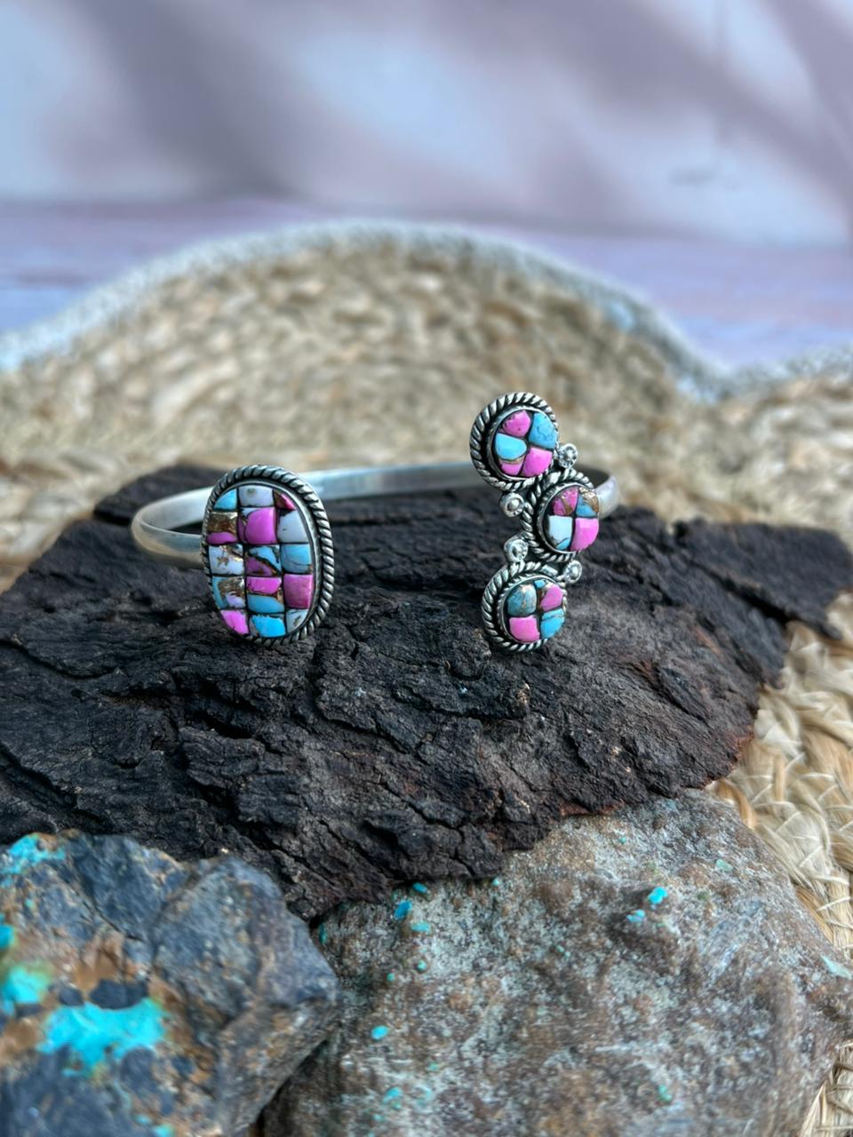 Handmade Sterling Silver Cotton Candy Cuff Bracelet "Signed Nizhoni"