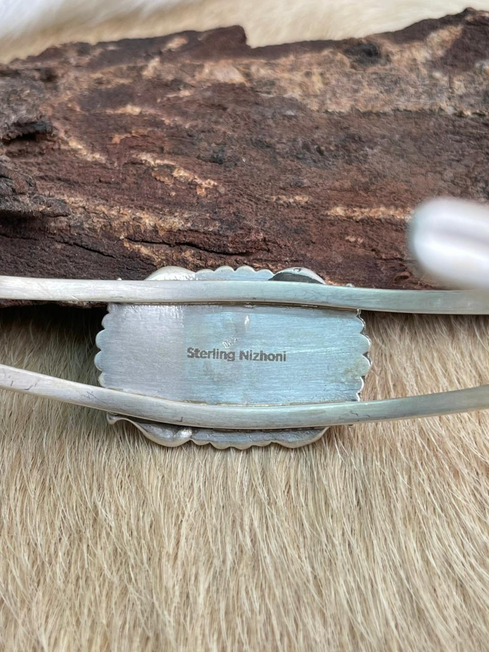 Handmade Sterling Silver Blue Turquoise Bracelet "Signed Nizhoni"
