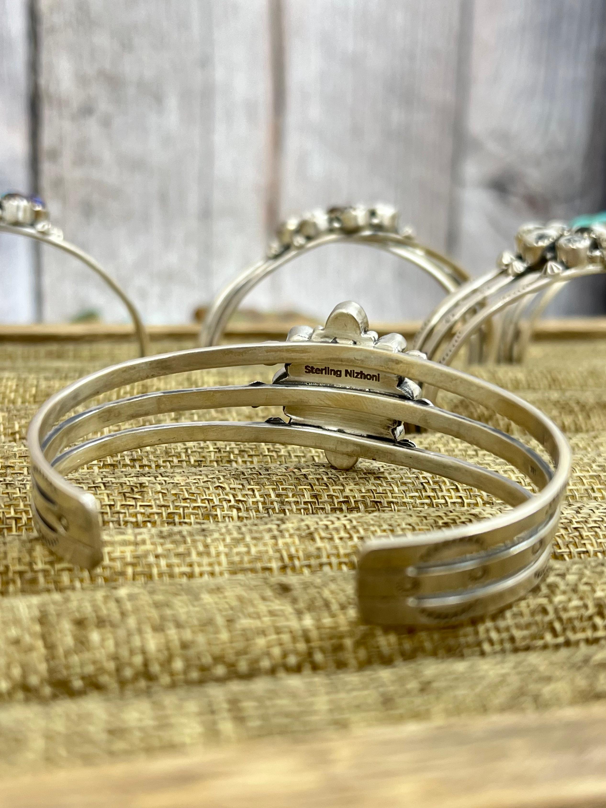 Handmade Sterling Silver Multi Stones Bracelet with Signed Nizhoni (5)