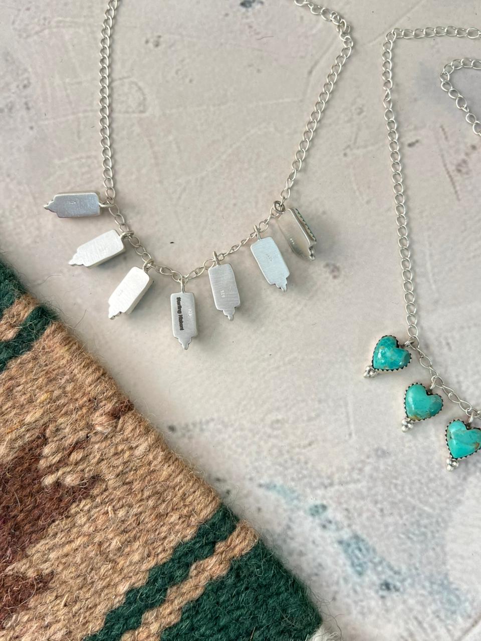 Handmade Sterling Silver Kingman Turquoise Necklace Signed Nizhoni