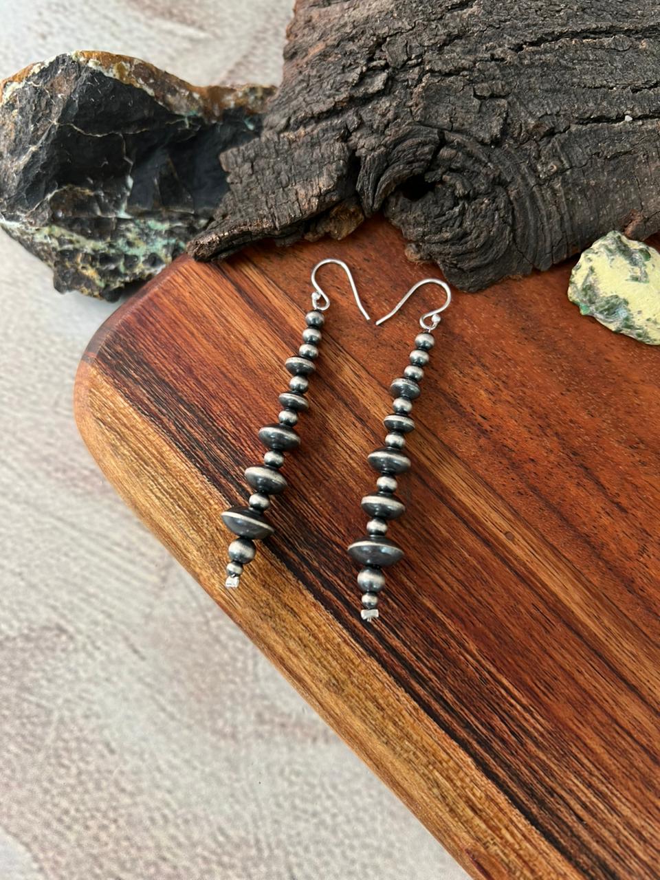 Handmade Sterling Silver Hook Dangle Beaded Earrings