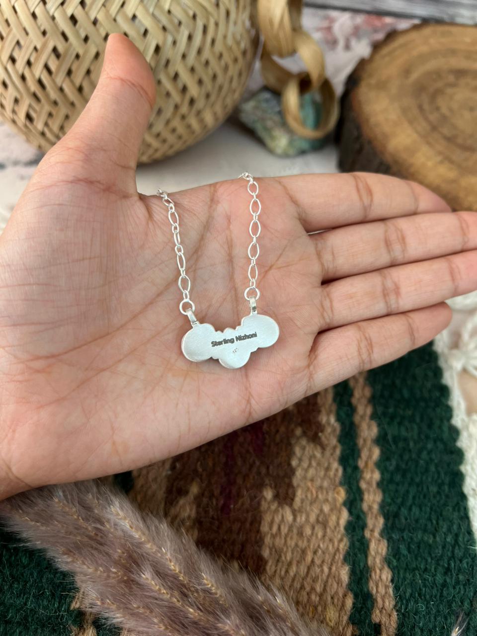 Handmade Sterling Silver Cotton Candy Necklace Signed Nizhoni
