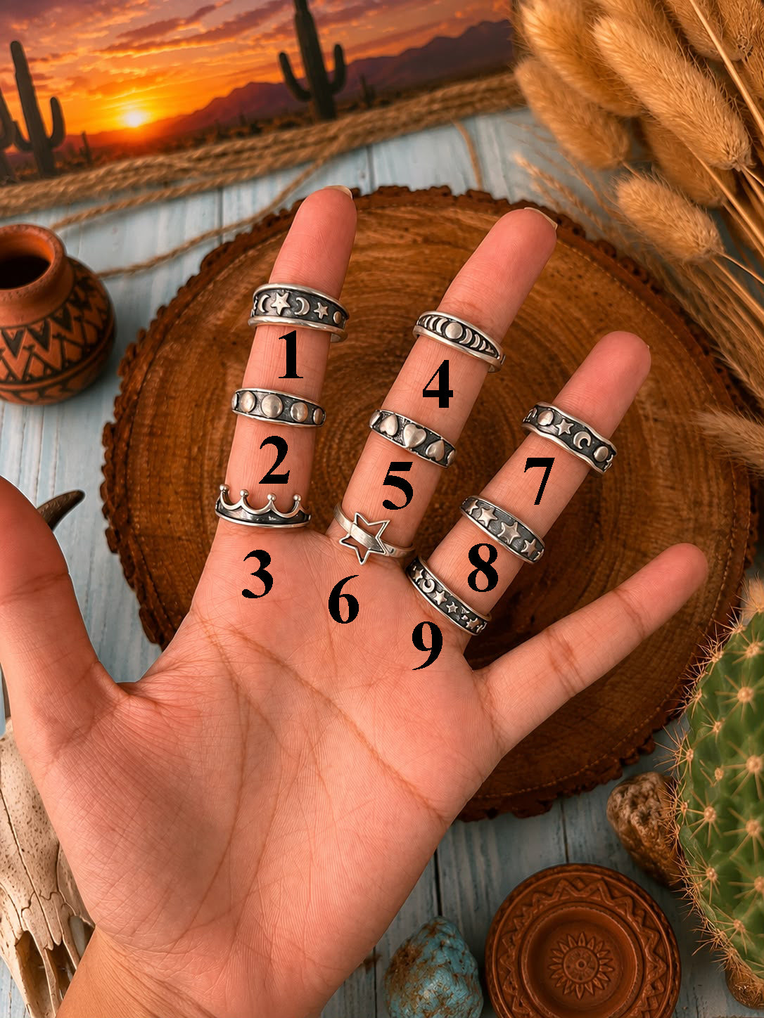 Handmade Sterling Silver Desert Sky Stack Collection: Adjustable Ring
