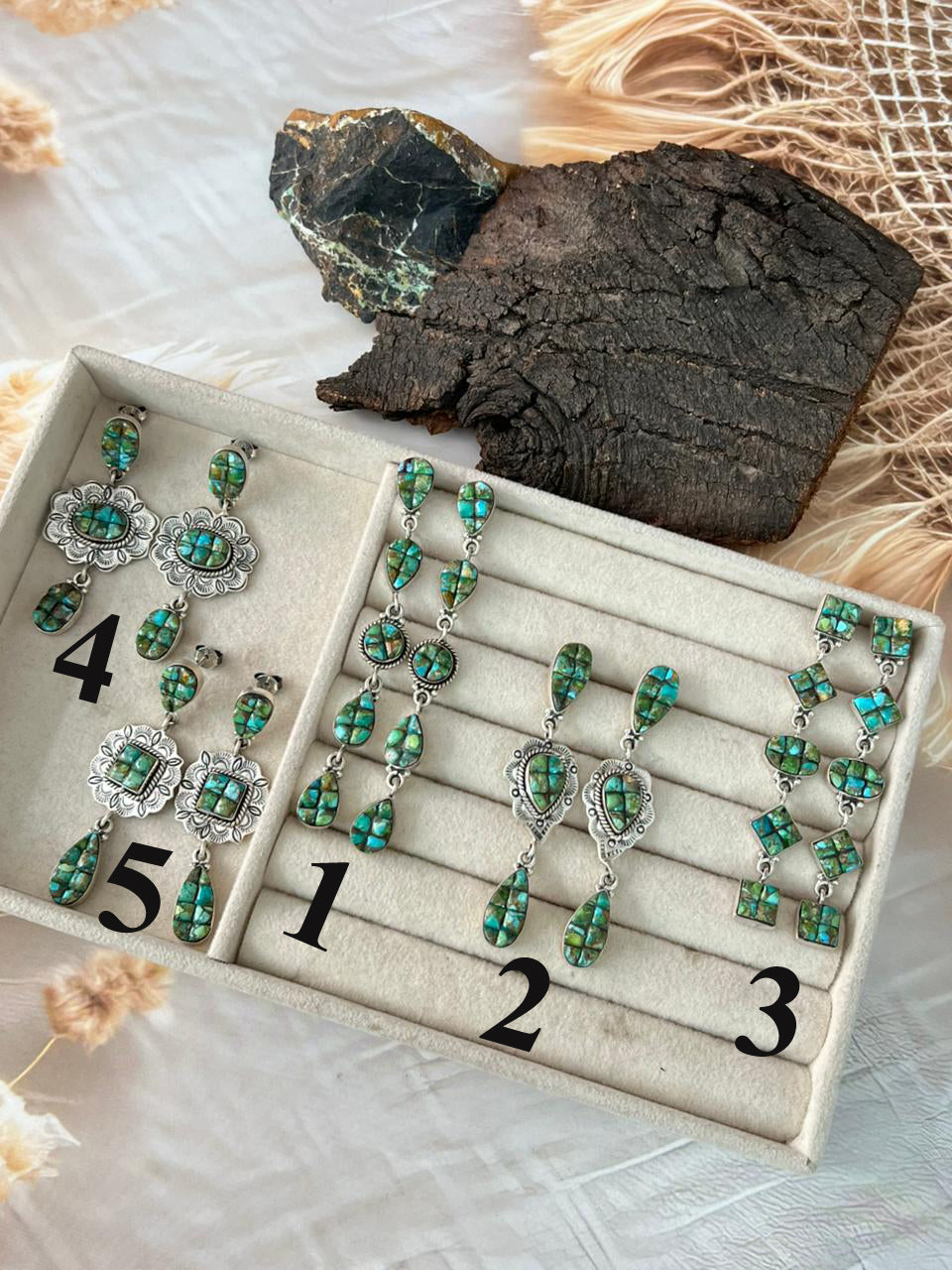Handmade Sterling Silver Sonoran Cobble Collection: Sonoran Mountain Turquoise Post Dangle Earrings "Signed Nizhoni"