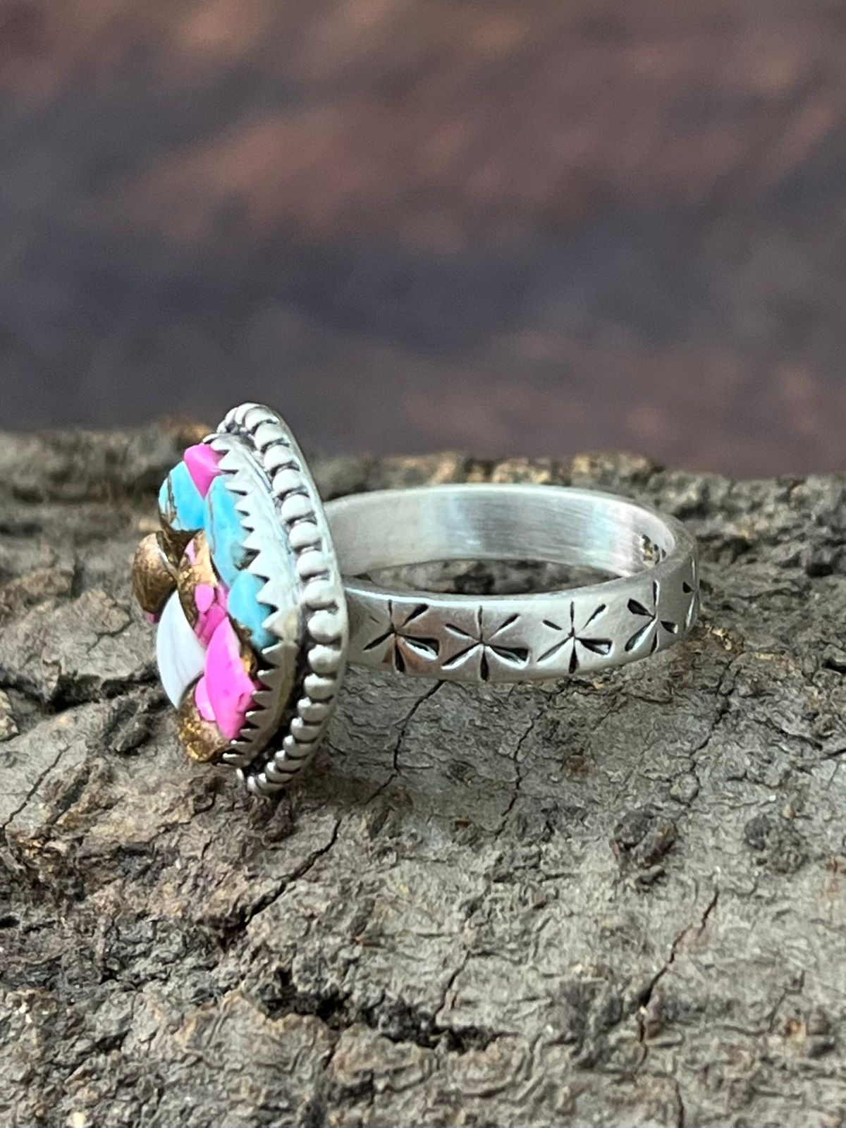 Handmade Sterling Silver Cotton Candy Adjustable Ring "Signed Nizhoni"