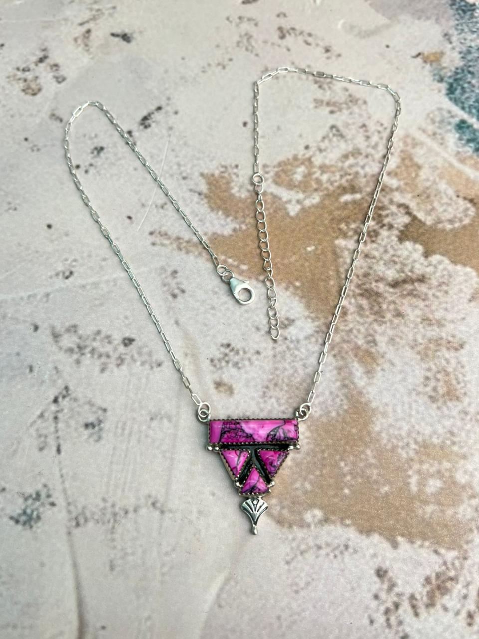 Handmade Sterling Silver Cherry Blossom Necklace "Signed Nizhoni"