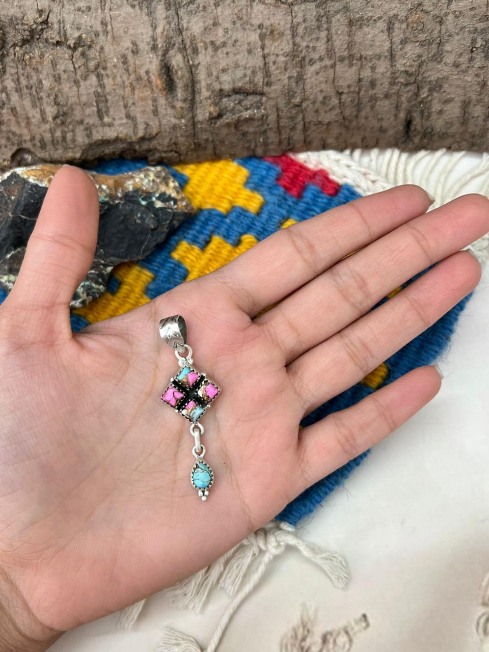 Handmade Sterling Silver Cotton Candy Pendant "Signed Nizhoni"