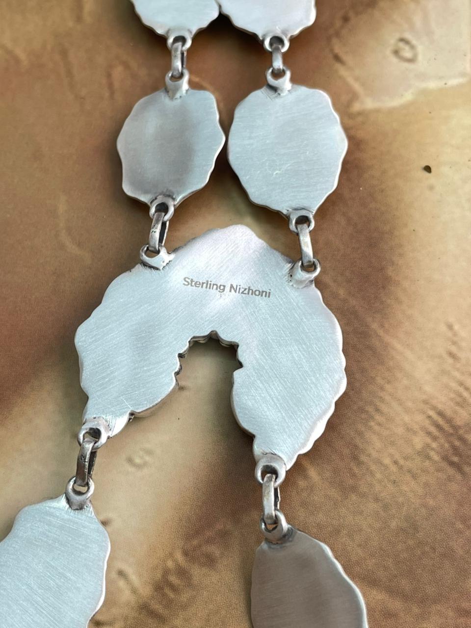 Handmade Sterling Silver Multi Stones Necklace "Signed Nizhoni"