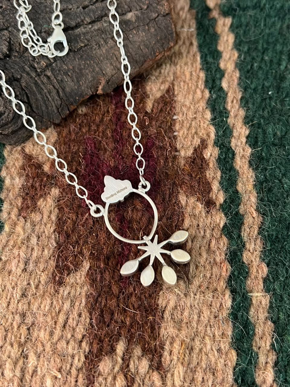 Handmade Sterling Silver Kingman Turquoise Necklace Signed Nizhoni