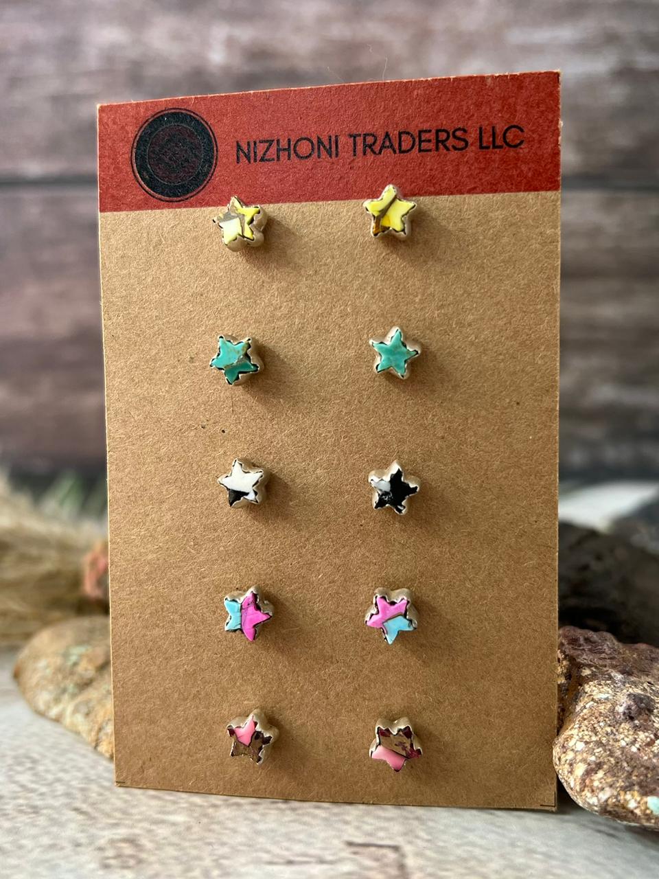 Handmade Sterling Silver Multi Stone Earrings Card