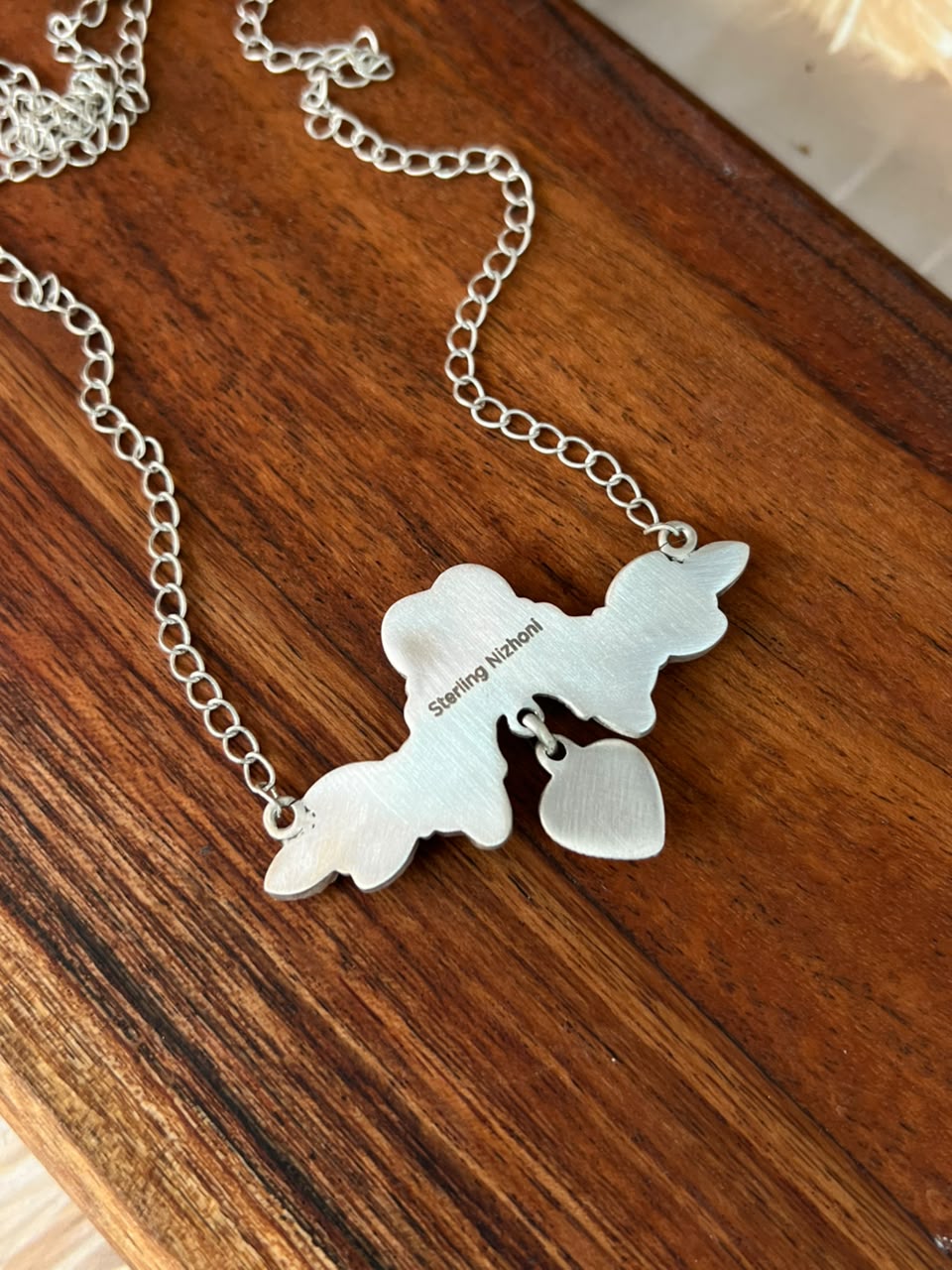 Handmade Sterling Silver Cotton Candy with Wild Horse Necklace Signed Nizhoni