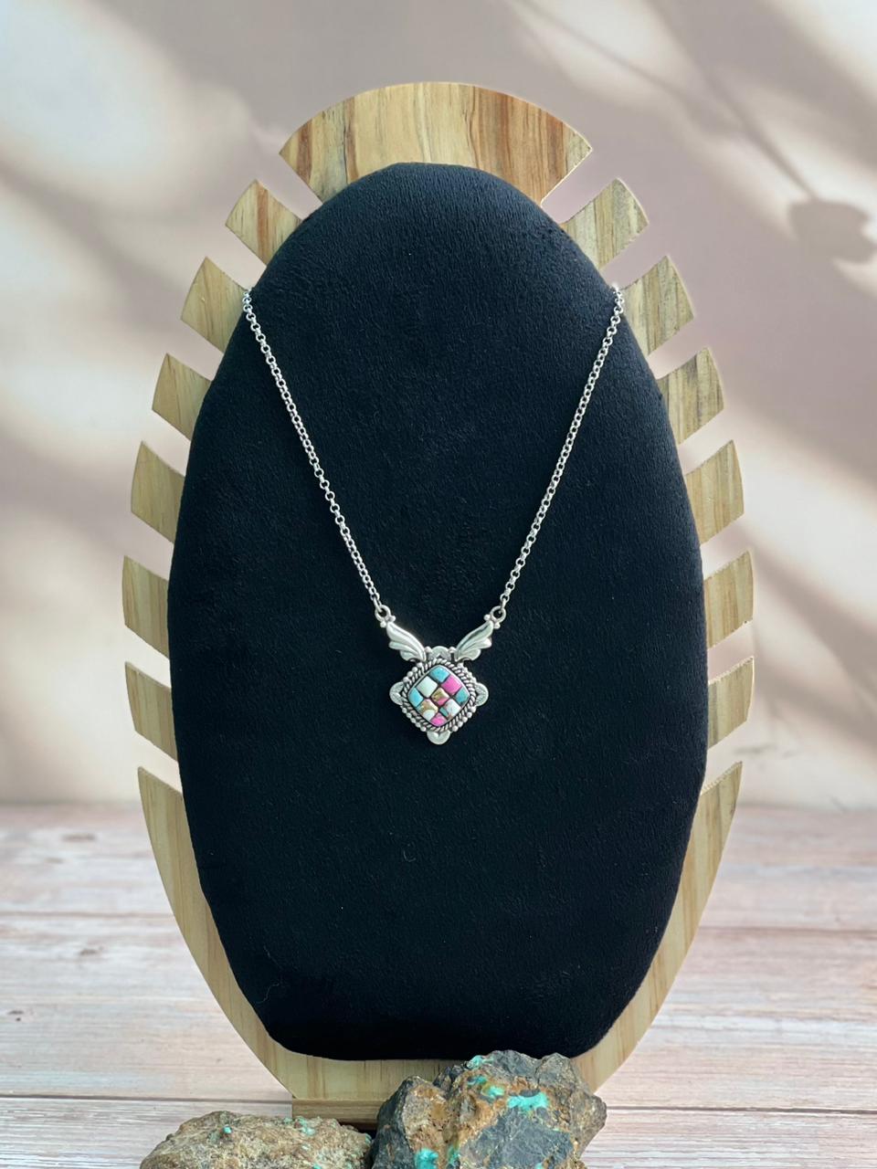 Handmade Sterling Silver Cotton Candy Necklace "Signed Nizhoni"