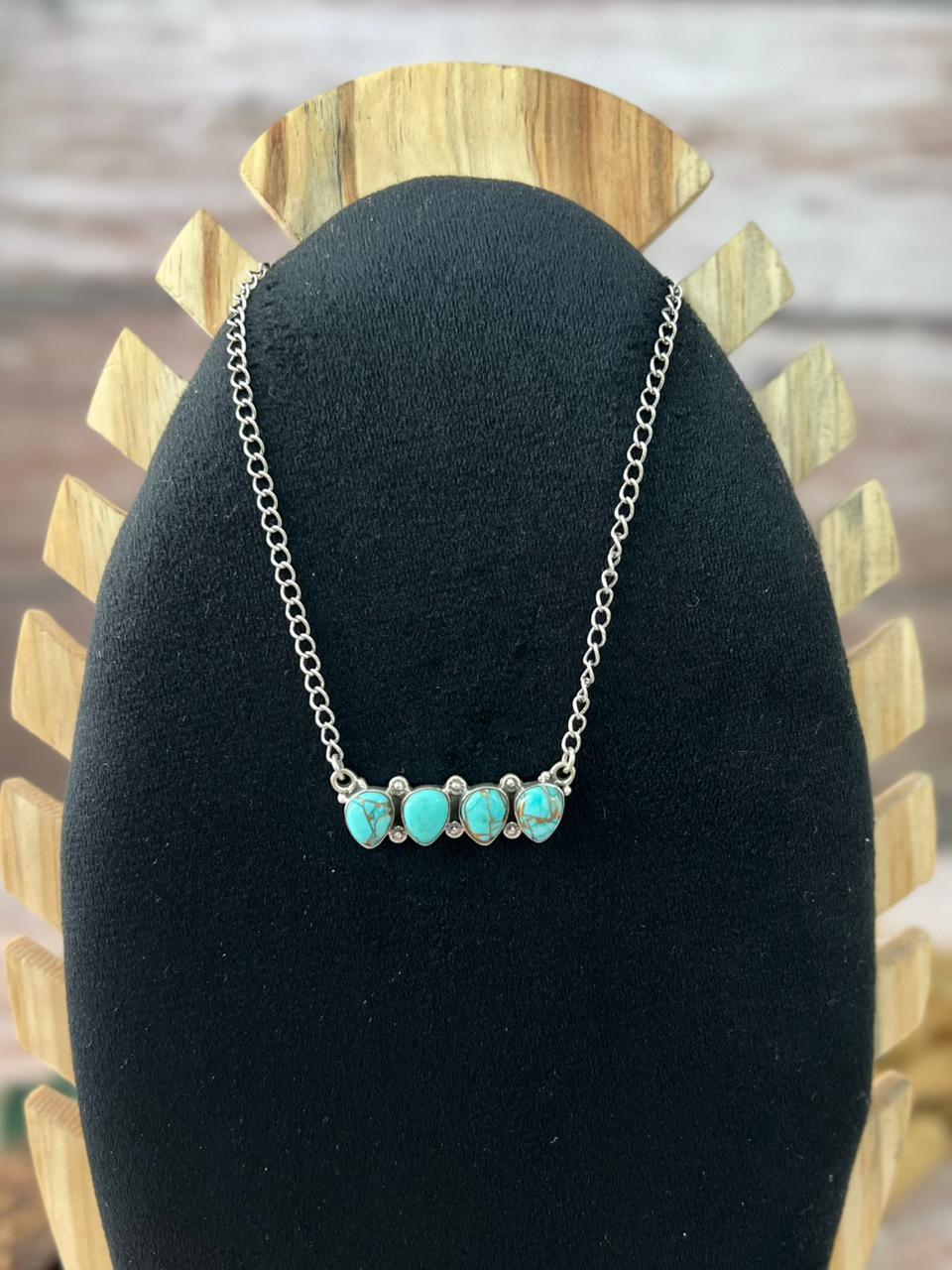 Handmade Sterling Silver Mint Dahlia Collection: Necklace "Signed Nizhoni"