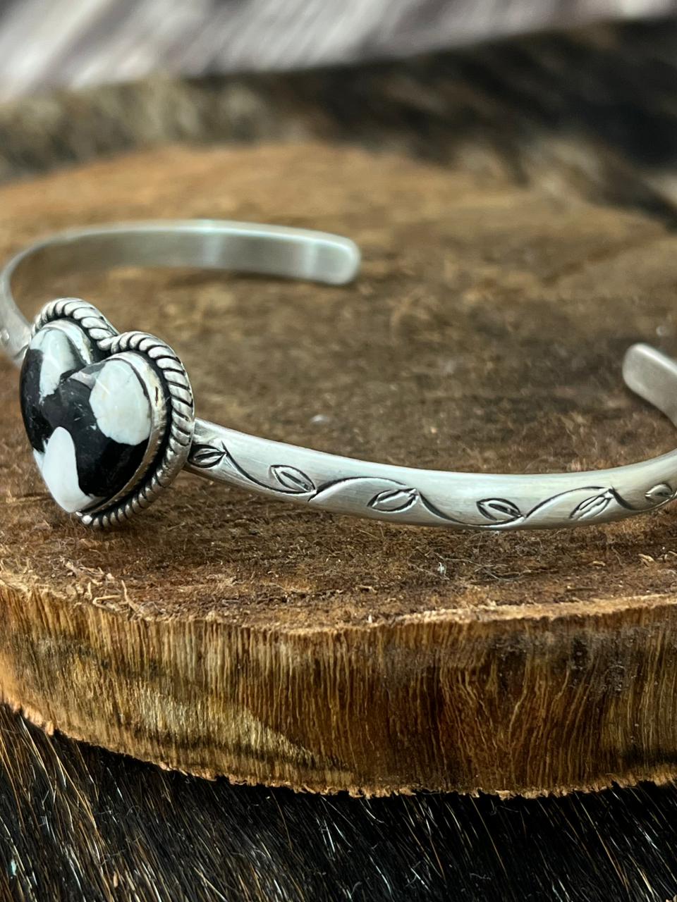 Handmade Sterling Silver White Buffalo Bracelet "Signed Nizhoni"